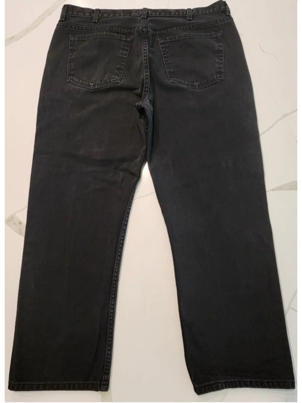 George Men's Black Regular Fit Straight Leg Jeans 40x30 100% Cotton Denim